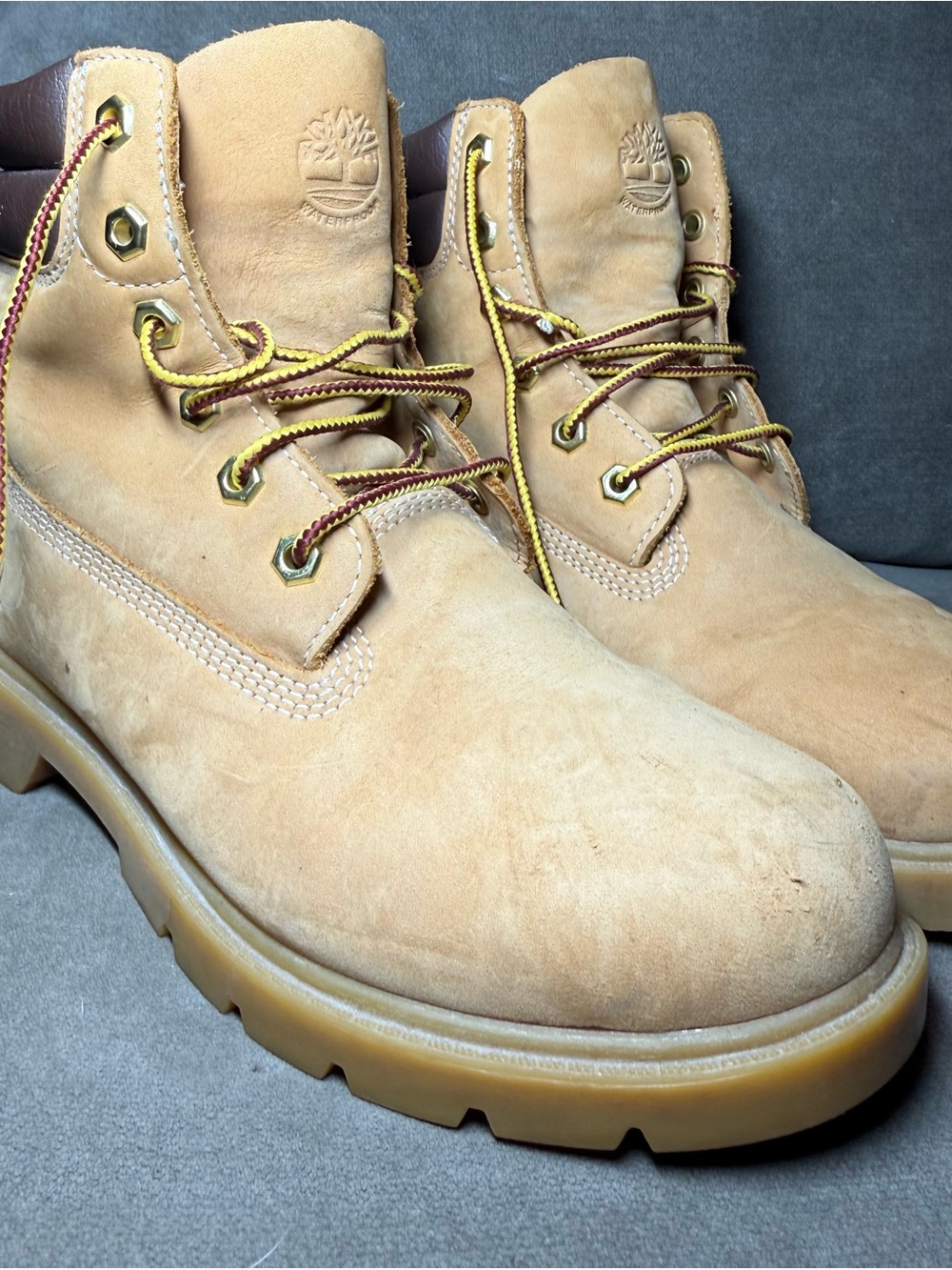Timberland Women’s Tan Nubuck Work Boots with Two-Tone Laces